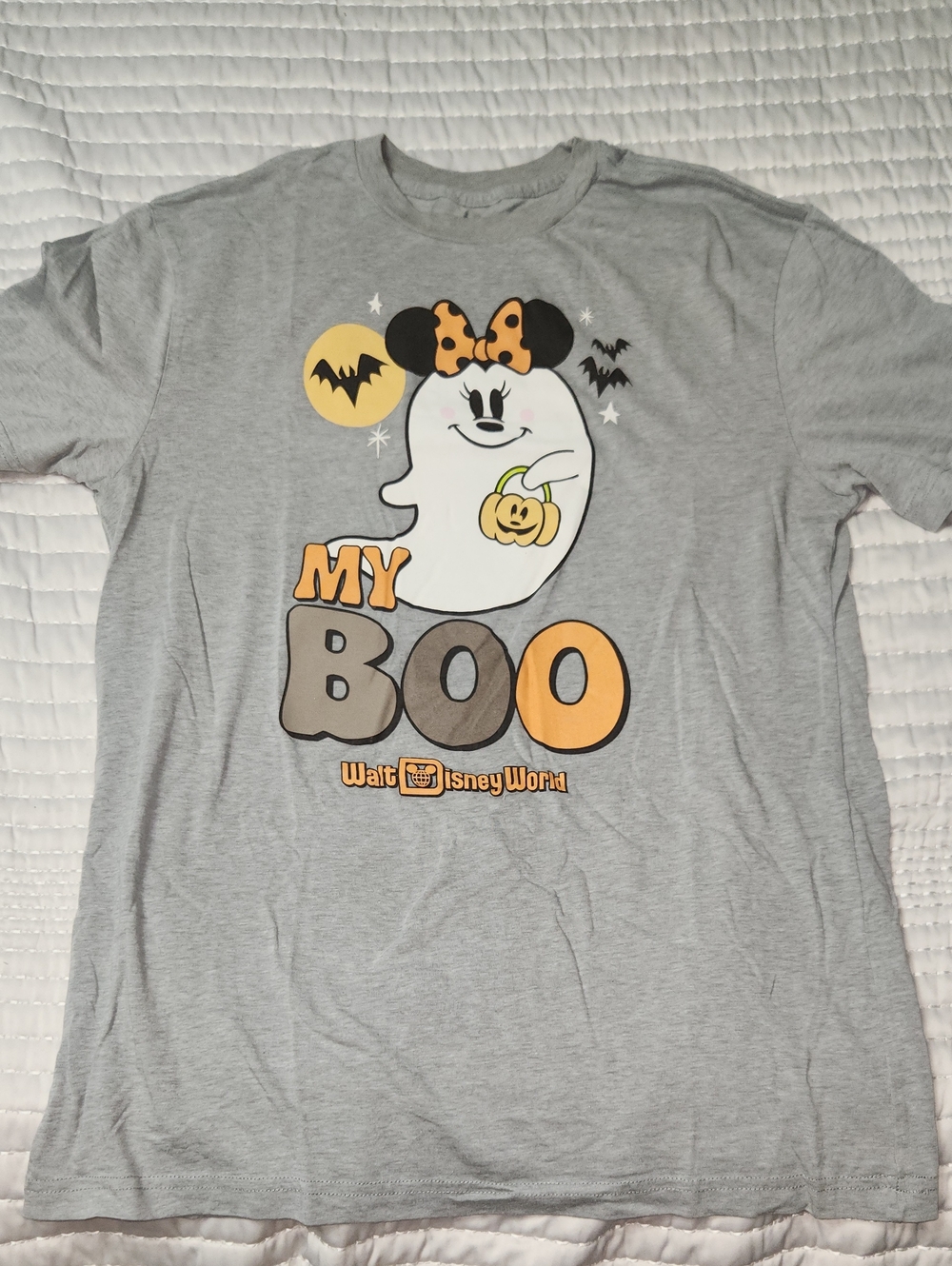 Disney Gray 'My Boo' Halloween Minnie Ghost Tee with Orange Accents